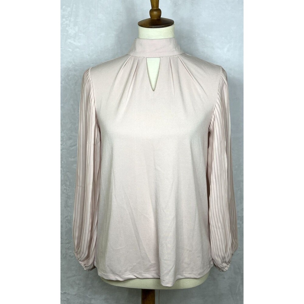 Cable & Gauge Women's Blouse Pleated Sleeves Violet Size Small NEW